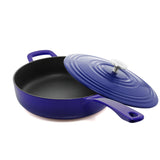Chantal 5 qt. Round Cast-Iron Saute Skillet w/ Lid, Cobalt Blue