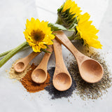 Talisman Designs Laser Etched Honey Bee Beechwood Measuring Spoons, Honey Bee Collection Set of 4