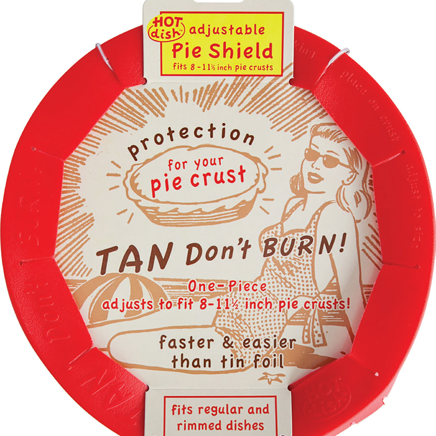 Talisman Designs Silicone Adjustable Pie Shield, 8 to 11.5 inches, Red