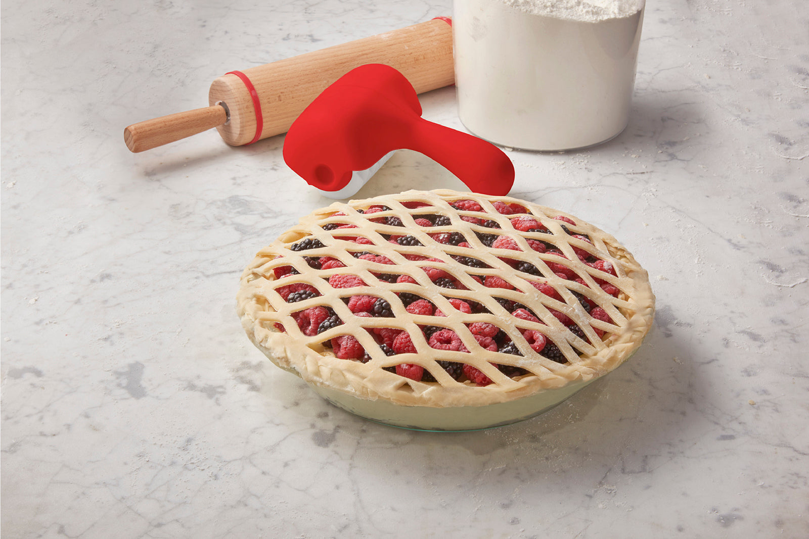 Talisman Designs Interchangeable Pastry Dough Cutter Set, Set of 2, Red