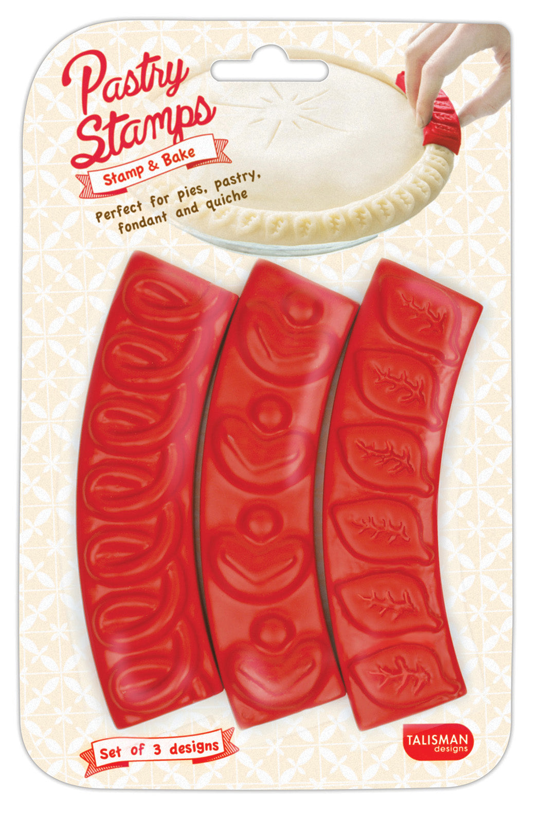 Talisman Designs Pie Crust Pastry Stamps and Embossers, Set of 3, Red