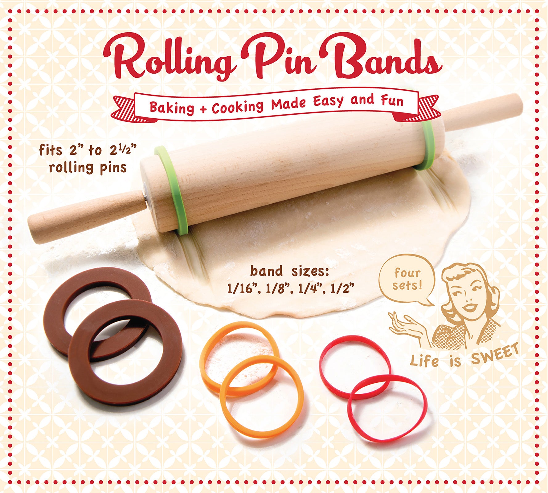 Talisman Designs Silicone Rolling Pin Bands, 8 Piece Set, Multi Color