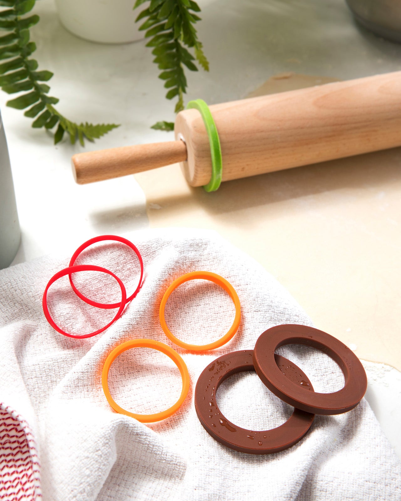 Talisman Designs Silicone Rolling Pin Bands, 8 Piece Set, Multi Color