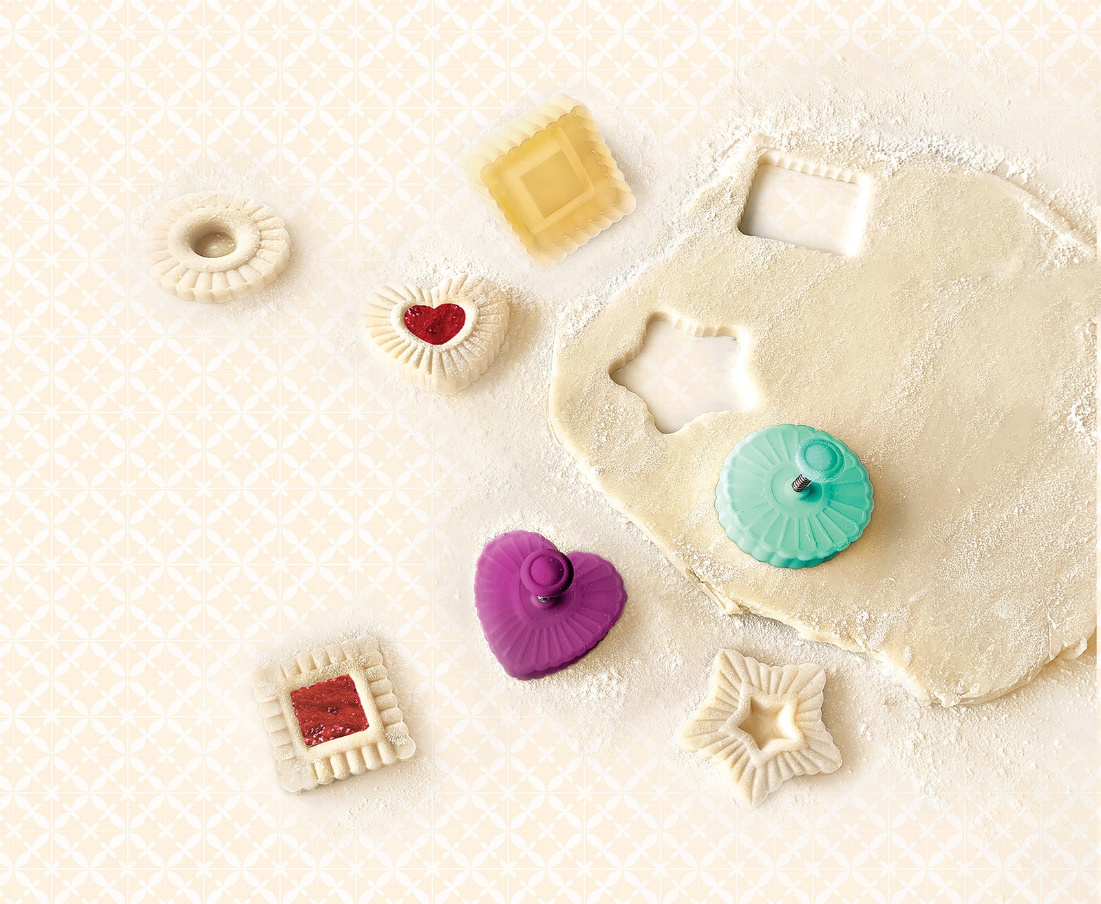 Talisman Designs Plunger Style Thumbprint and Linzer Cookie Cutters, 4 Piece Set