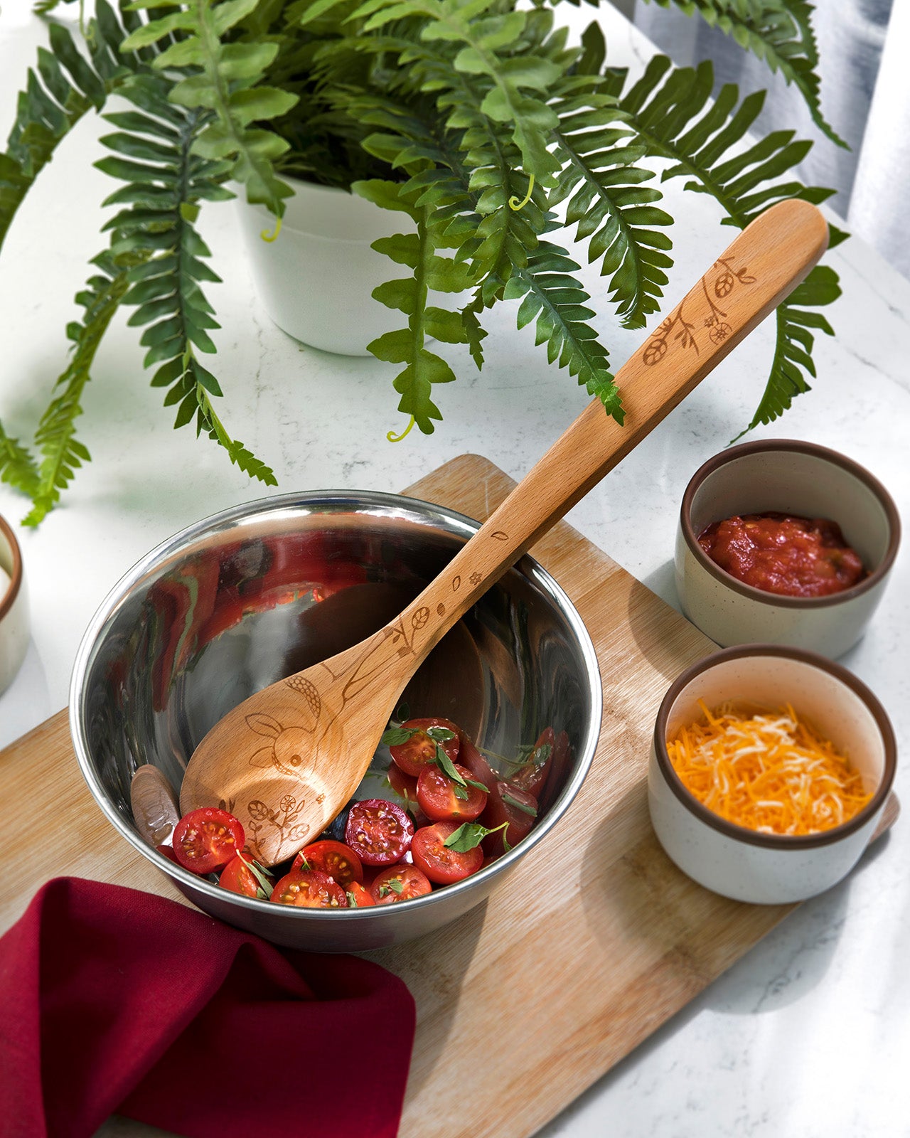 Talisman Designs Laser Etched Beechwood Sauce Spoon, Woodland Collection