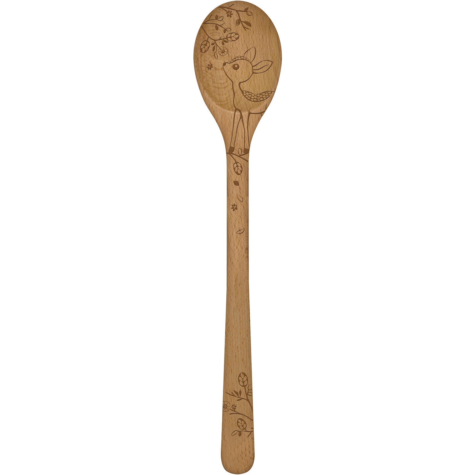 Talisman Designs Laser Etched Beechwood Sauce Spoon, Woodland Collection