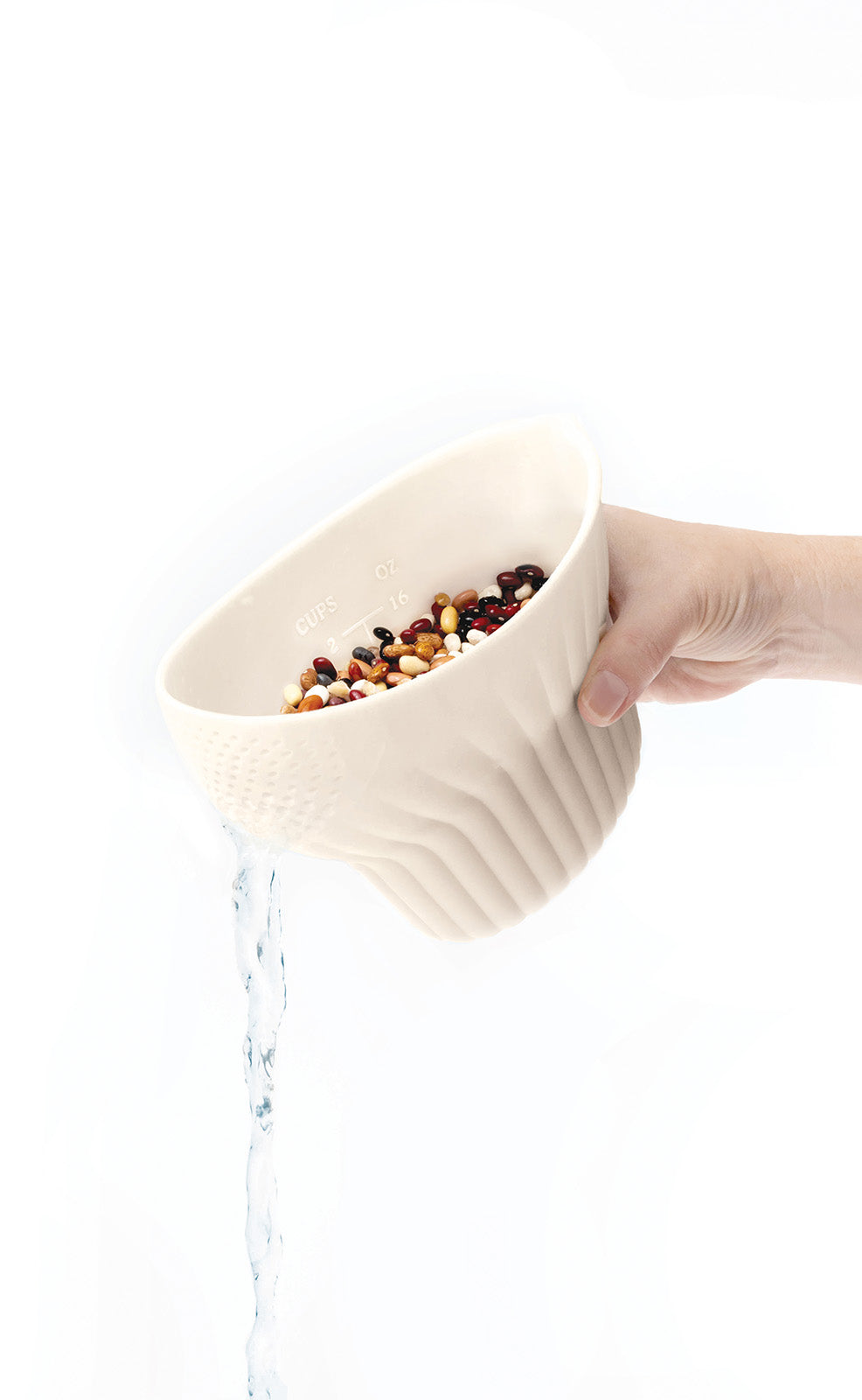 Talisman Designs 2-in-1 Measure Rinse & Strain for Grains, Fruit, and Beans, 2 Cups, Cream