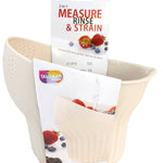 Talisman Designs 2-in-1 Measure Rinse & Strain for Grains, Fruit, and Beans, 2 Cups, Cream