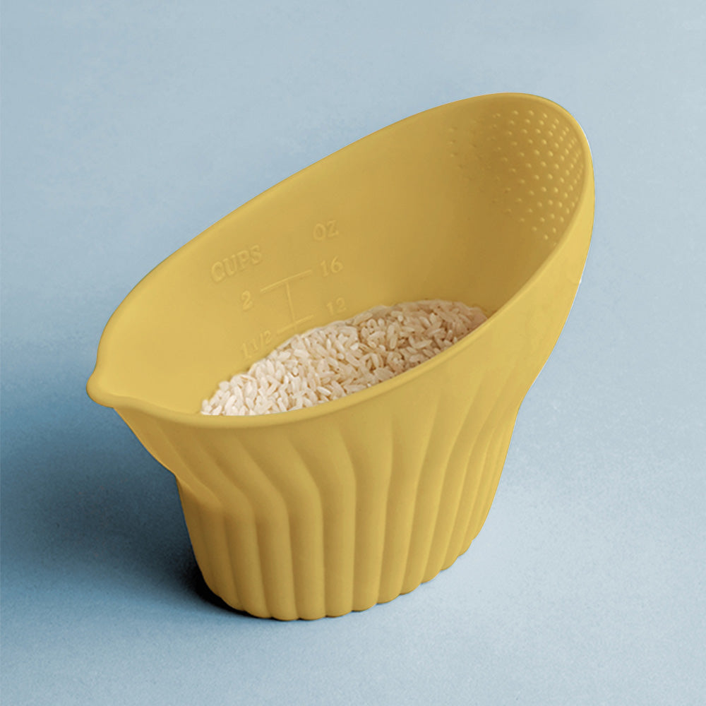 Talisman Designs 2-in-1 Measure Rinse & Strain for Grains, Fruit, and Beans, 2 Cups, Yellow