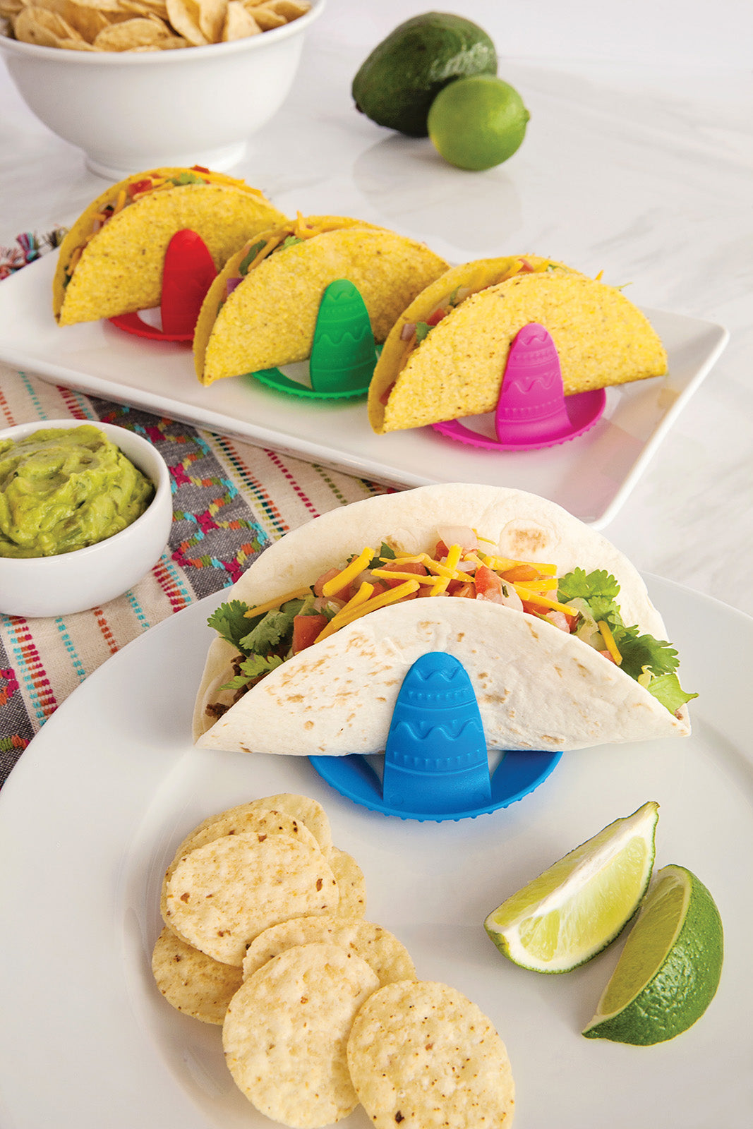 Talisman Designs BPA-Free Sombrero Taco Holders, Set of 4, Multi Color