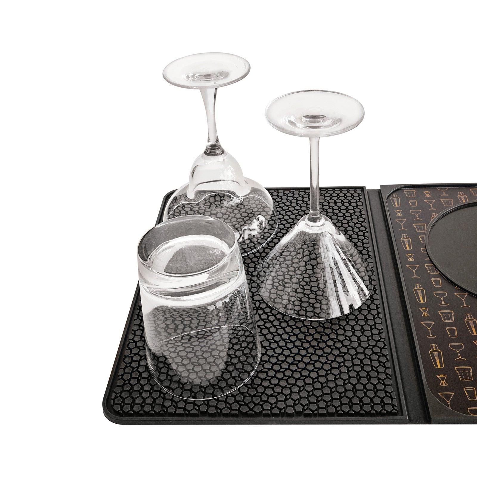 Talisman Designs Multi-Use Cocktail Bar & Drink Dispenser Mat, 9x12 inch , Black