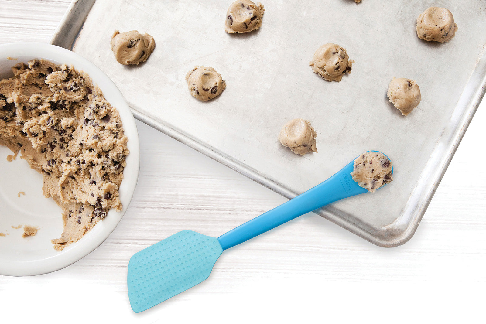 Talisman Designs 2-in-1 Cookie Scoop Spatula, Blue