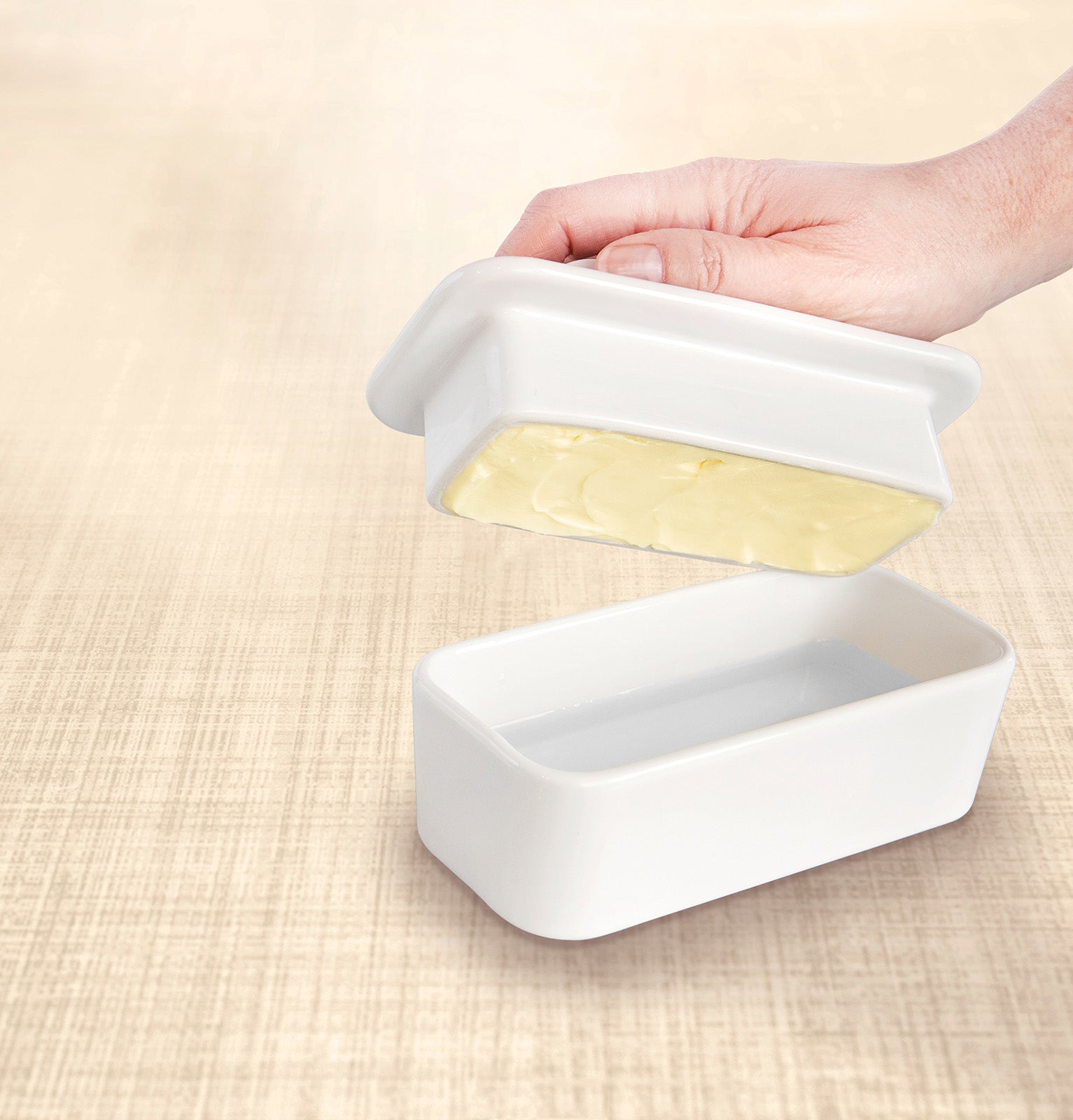 Talisman Designs Ceramic Butter Keeper, White