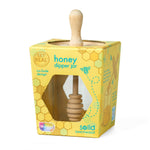 Talisman Designs Glass Honey Jar with Laser Etched Beechwood Lid & Integrated Honey Dipper, Honey Bee Collection