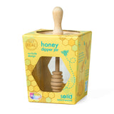 Talisman Designs Glass Honey Jar with Laser Etched Beechwood Lid & Integrated Honey Dipper, Honey Bee Collection