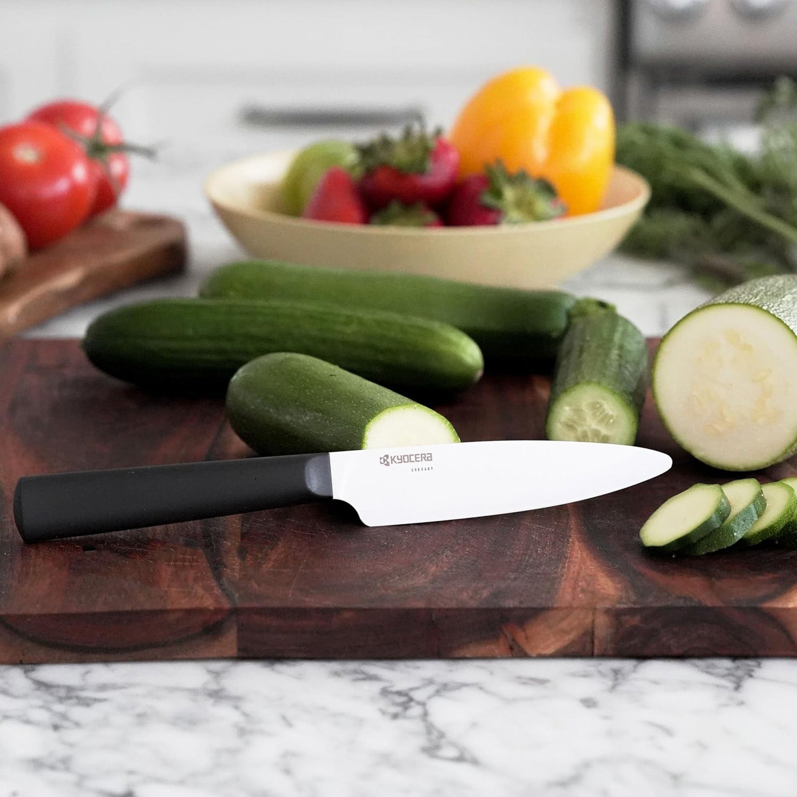 Kyocera INNOVATIONwhite® 4.5-Inch Ceramic Utility Knife, White Blade with Non-Slip Black Handle