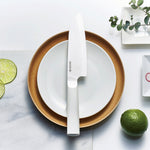 Kyocera INNOVATIONwhite® 5.5-Inch Ceramic Santoku Knife, White Blade with Non-Slip White Handle
