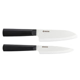 Kyocera INNOVATIONwhite® 2 Piece Ceramic Knife Set, 5.5" Santoku, 4.5" Utility Knife, Black