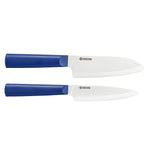 Kyocera INNOVATIONwhite® 2 Piece Ceramic Knife Set, 5.5" Santoku, 4.5" Utility Knife, Blue
