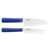 Kyocera INNOVATIONwhite® 2 Piece Ceramic Knife Set, 5.5" Santoku, 4.5" Utility Knife, Blue