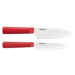 Kyocera INNOVATIONwhite® 2 Piece Ceramic Knife Set, 5.5" Santoku, 4.5" Utility Knife, Red