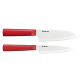 Kyocera INNOVATIONwhite® 2 Piece Ceramic Knife Set, 5.5" Santoku, 4.5" Utility Knife, Red