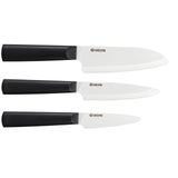 Kyocera INNOVATIONwhite® 3 Piece Ceramic Knife Set, 5.5" Santoku, 4.5" Utility, 3" Paring, Black