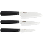 Kyocera INNOVATIONwhite® 3 Piece Ceramic Knife Set, 5.5" Santoku, 4.5" Utility, 3" Paring, Black