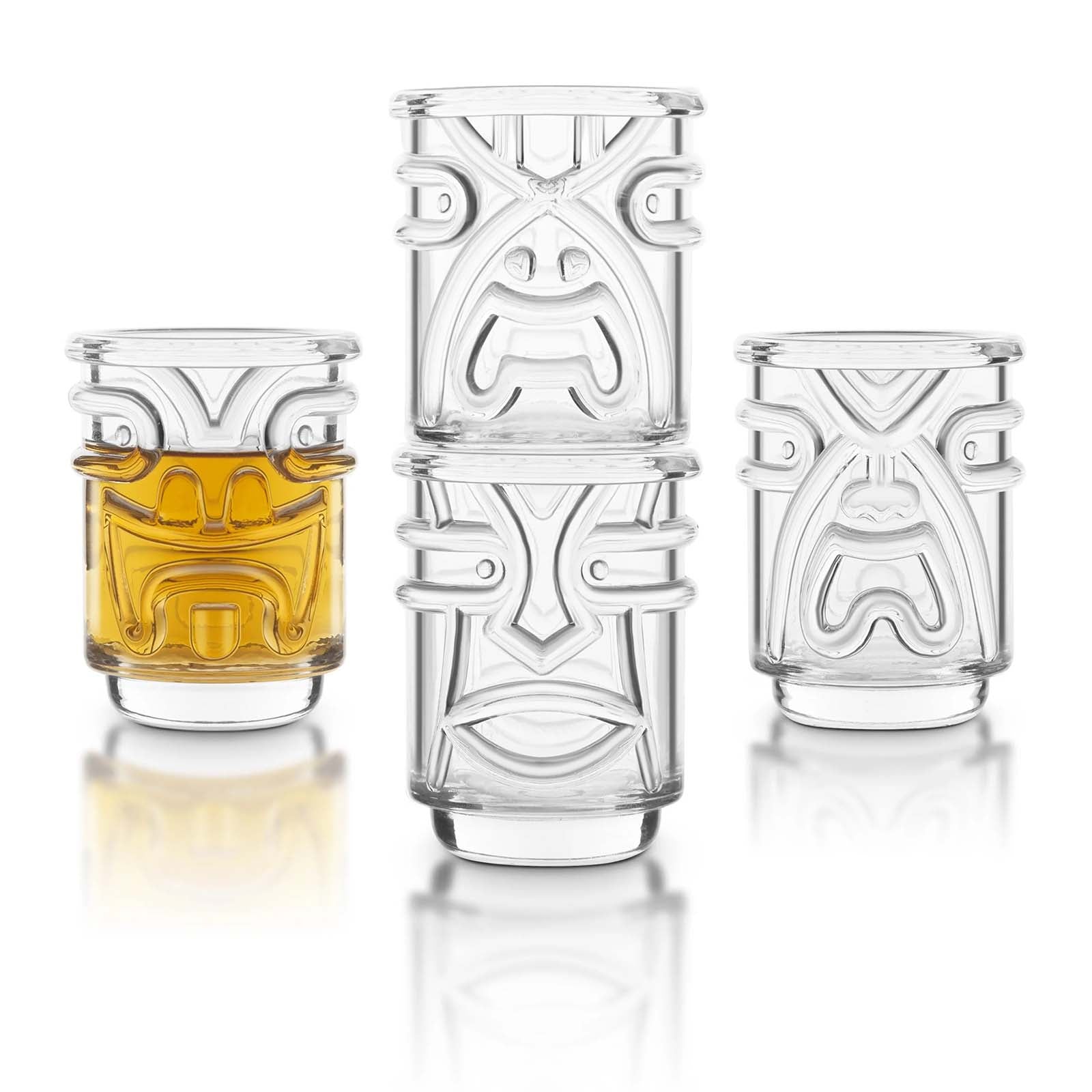 Final Touch Tiki Shot Glasses, Set of 4, Clear
