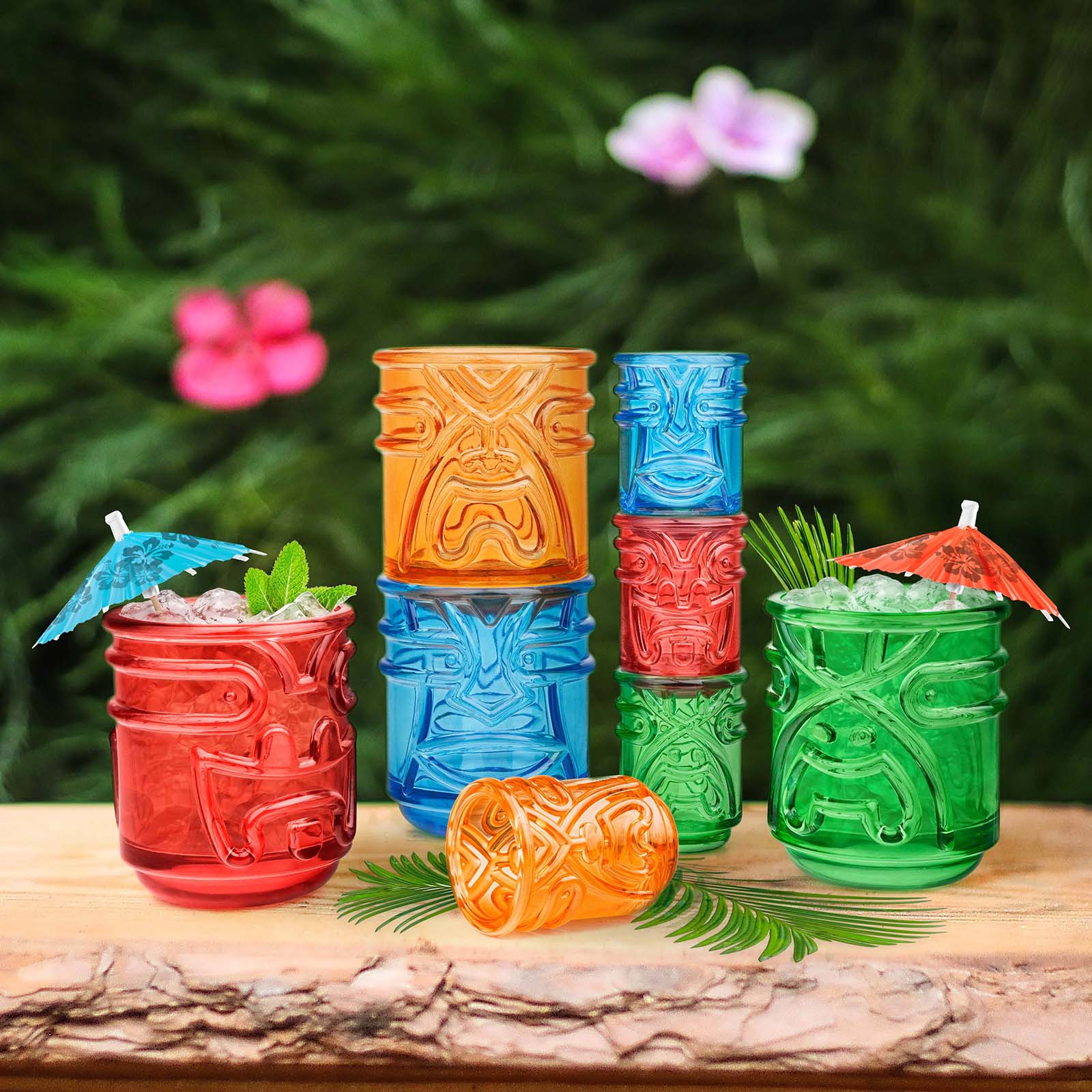 Final Touch Tiki Tumbler Glasses, Set of 4