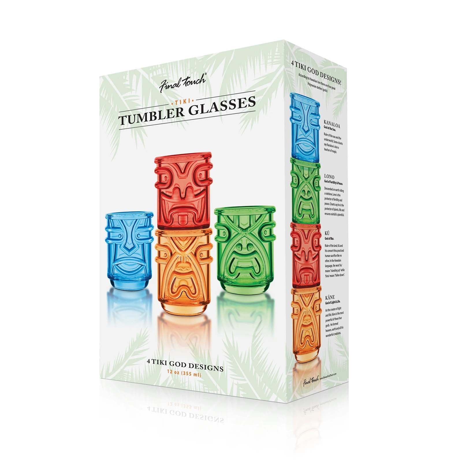 Final Touch Tiki Tumbler Glasses - Set of 4, Multicolor