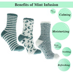 Aromasoles Essential Oil Infused Warm Cozy Slipper Socks, 3 Pack, Mint