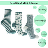 Aromasoles Essential Oil Infused Warm Cozy Slipper Socks, 3 Pack, Mint