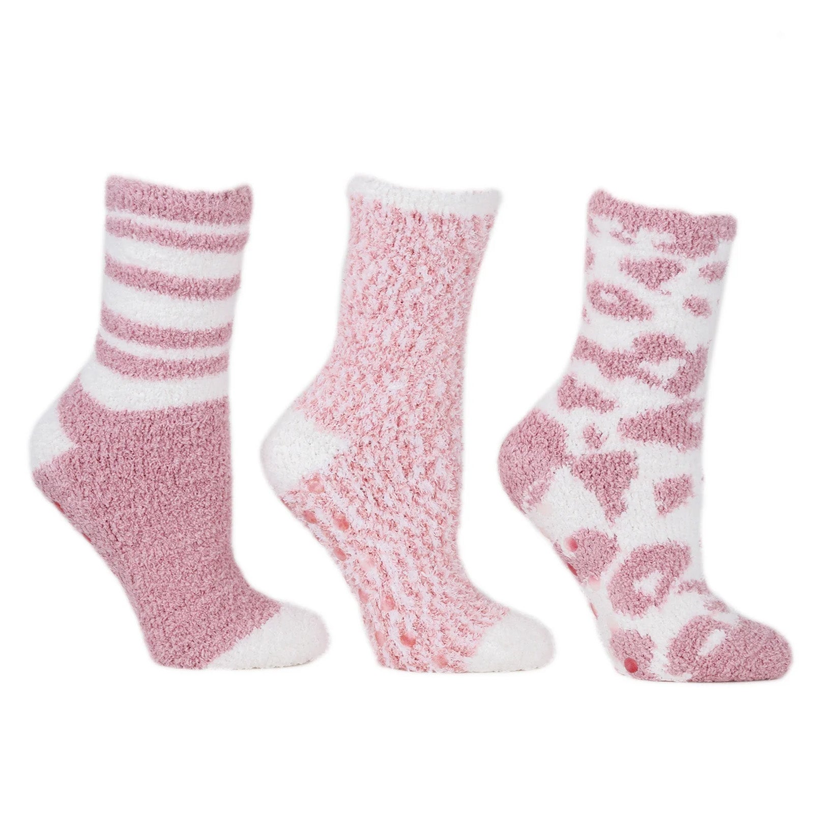 Aromasoles Essential Oil Infused Warm Cozy Slipper Socks, 3 Pack, Rose& Shea