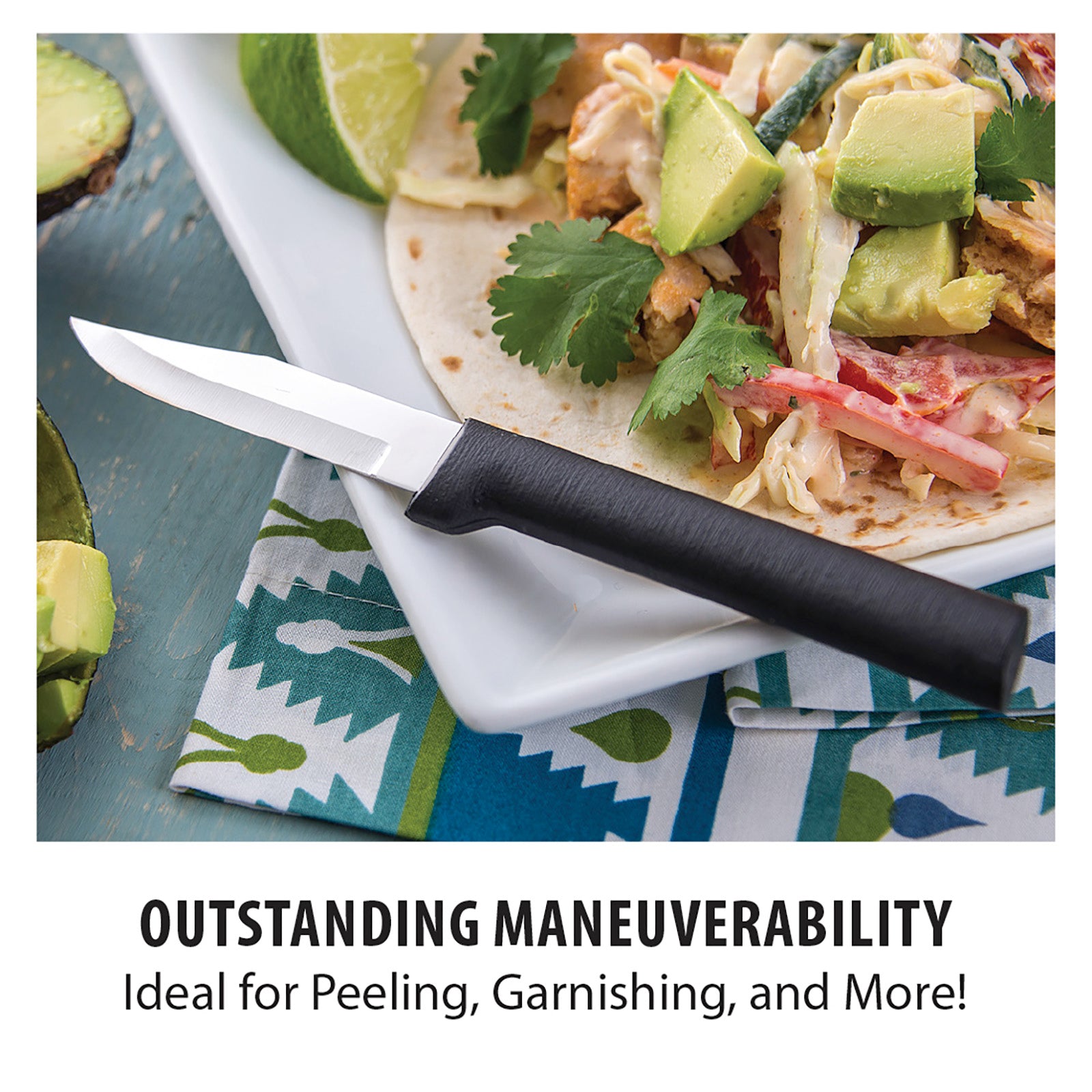 Rada Cutlery 2.5-Inch Peeling Paring Knife Set of 2, Black Handles & Quick Edge Knife Sharpener