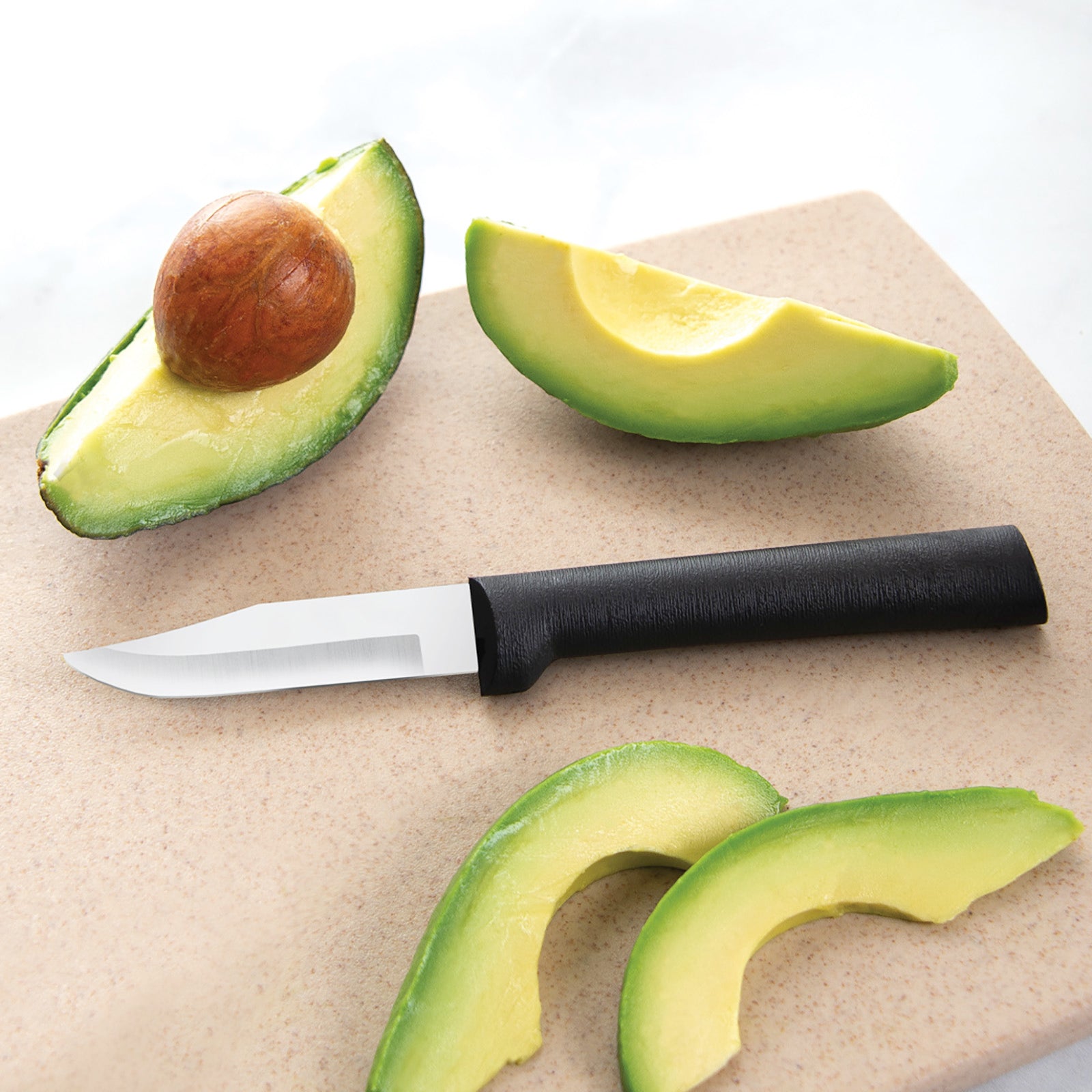 Rada Cutlery Paring & Peeling Knife Set, 4 Knives & Quick Edge Knife Sharpener, Black
