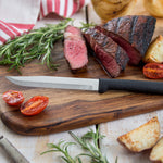 Rada Cutlery 4.875-Inch Utility/Steak Knife Set of 2, Black Handles & Quick Edge Knife Sharpener