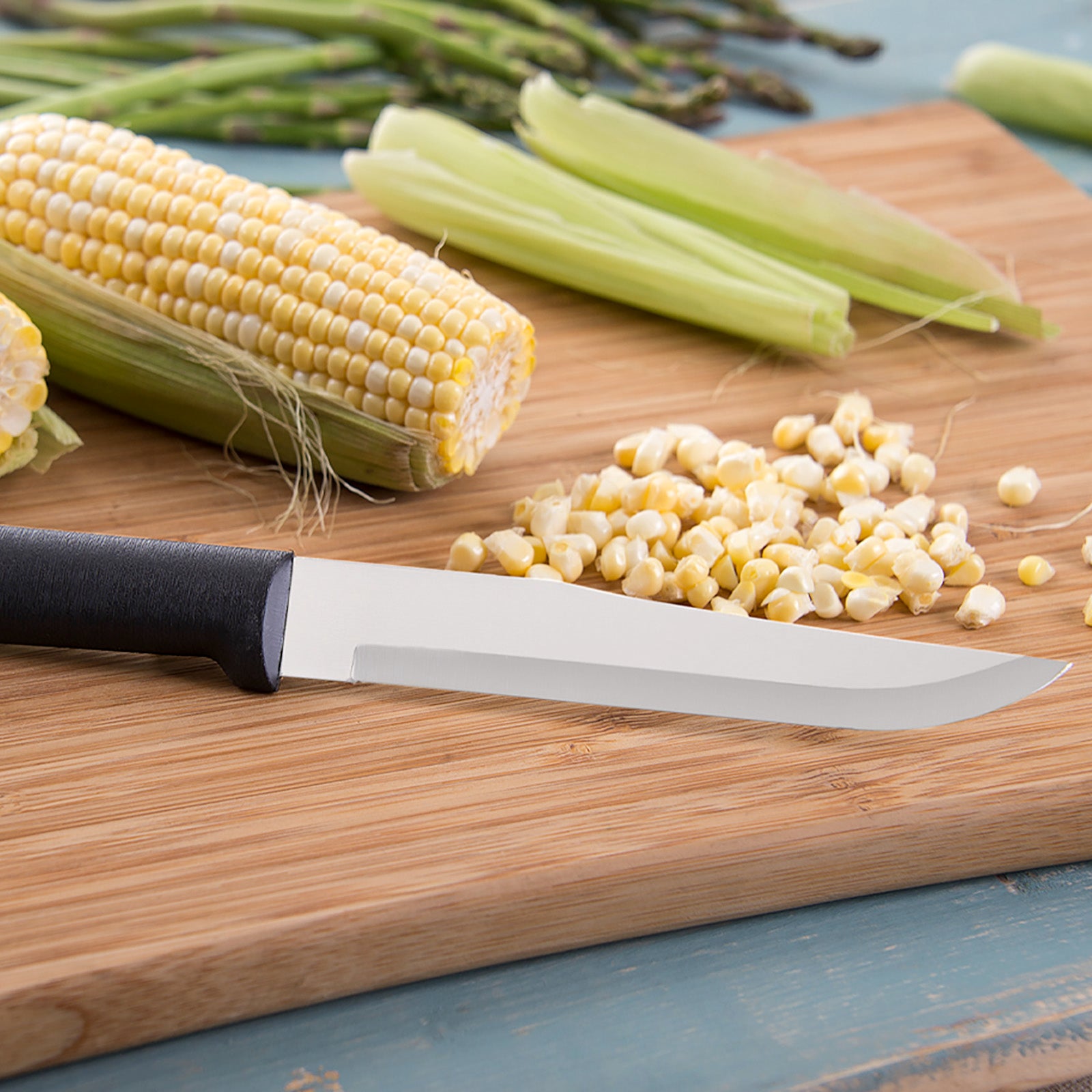 Rada Cutlery 5.375-Inch Stubby Butcher Knife, Black Handle