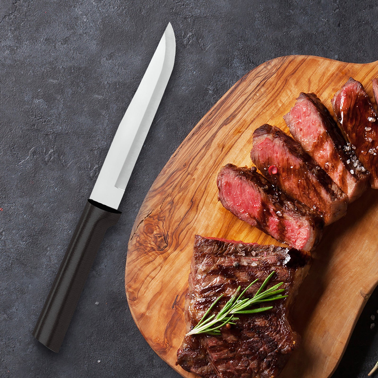 Rada Cutlery 5.375-Inch Stubby Butcher Knife Set of 2, Black Handles & Quick Edge Knife Sharpener