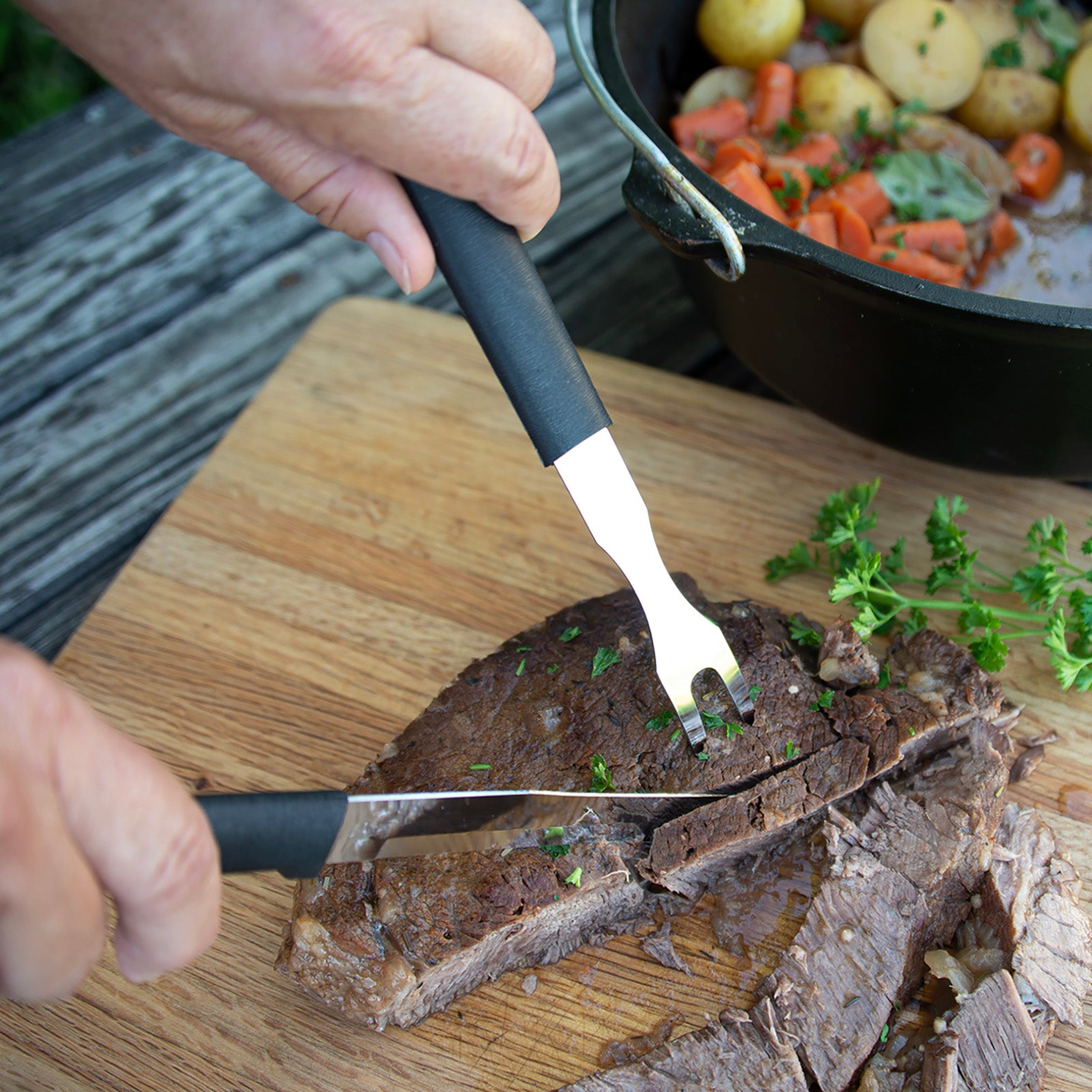 Rada Cutlery 5.125-Inch Carving Fork, Black Handle