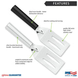 Rada Cutlery 3.375-Inch Slotted Turner Spatula, Black Handle