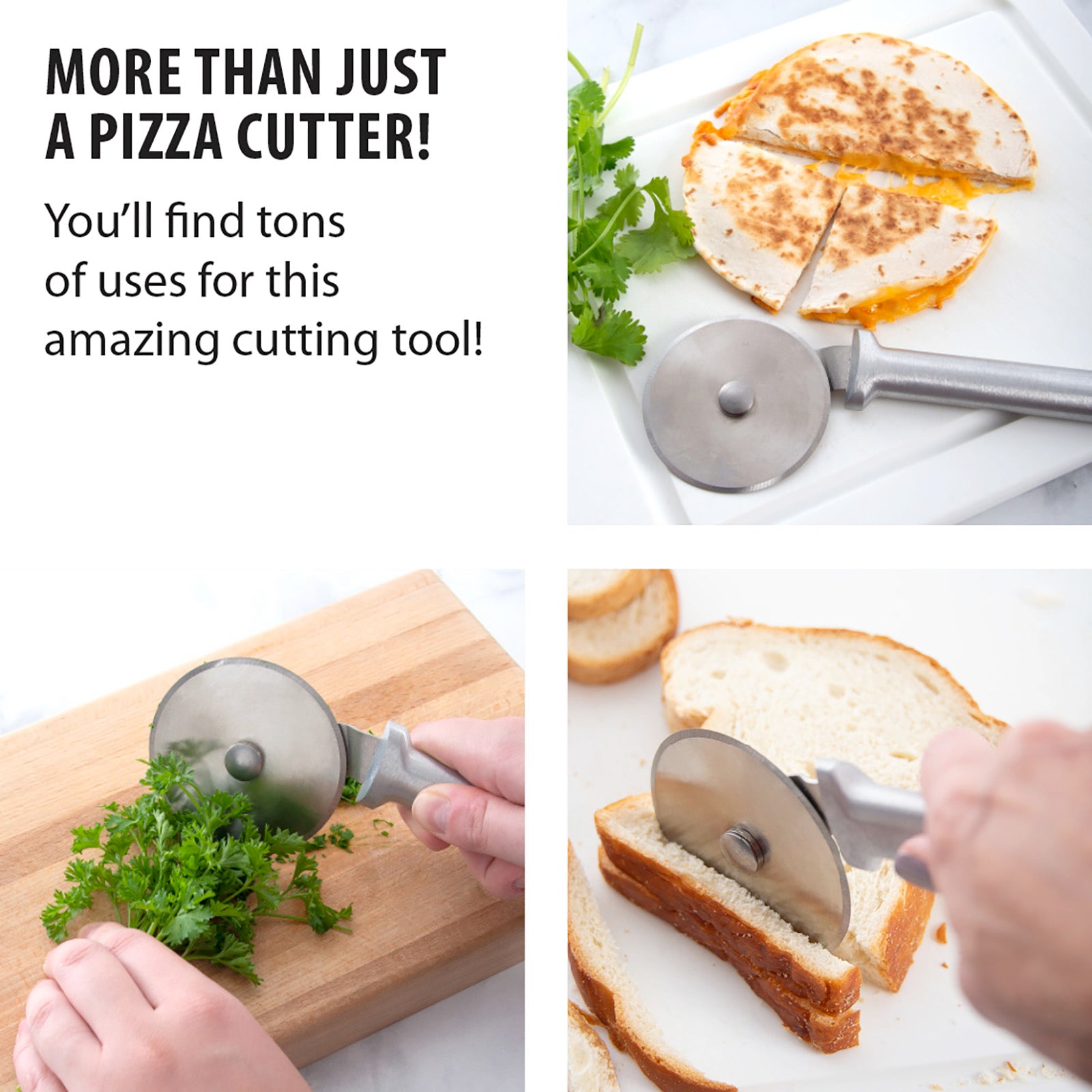 Rada Cutlery Pizza Cutter Stainless Steel Wheel, Black Handle