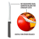 Rada Cutlery 5-Inch Tomato Slicer Stainless Steel Serrated Blade, Black Handle
