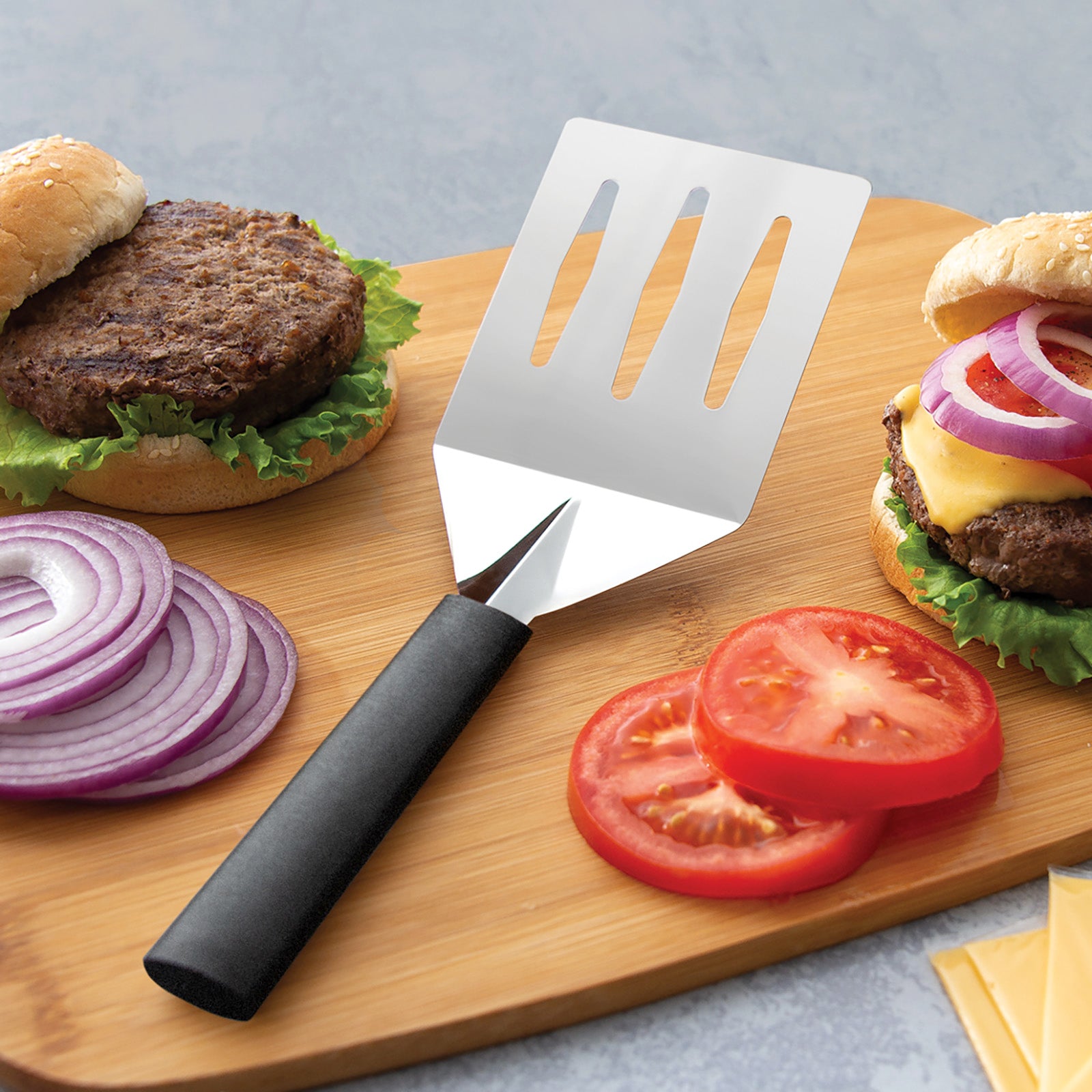 Rada Cutlery Turnover Large Faced Slotted Turner Spatula, Black Handle