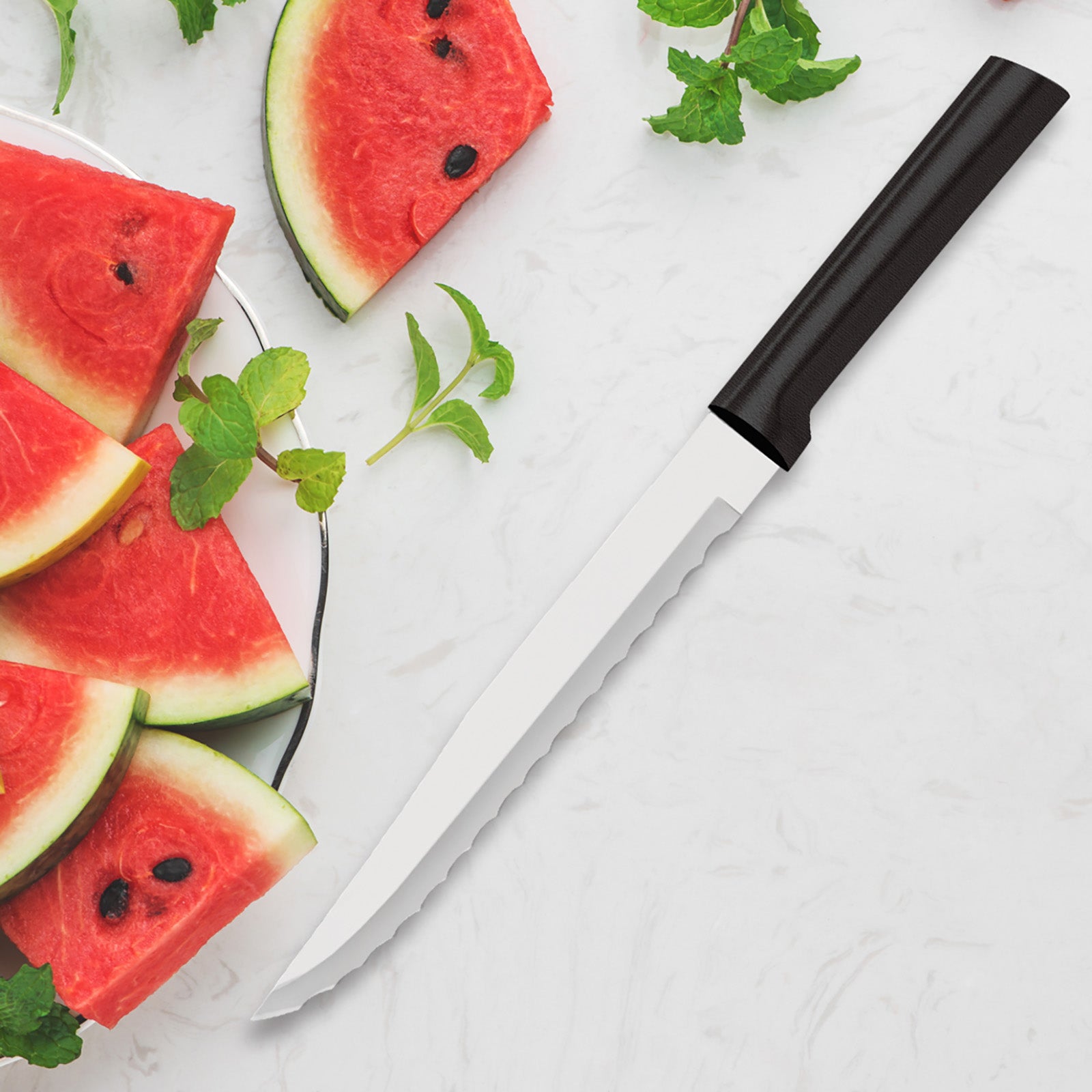 Rada Cutlery 7-Inch Serrated Slicer Stainless Steel Blade, Black Handle
