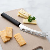 Rada Cutlery 5.25-Inch Cheese Knife & 5-Inch Tomato Slicer, Stainless Steel Serrated Blades, Black Handles
