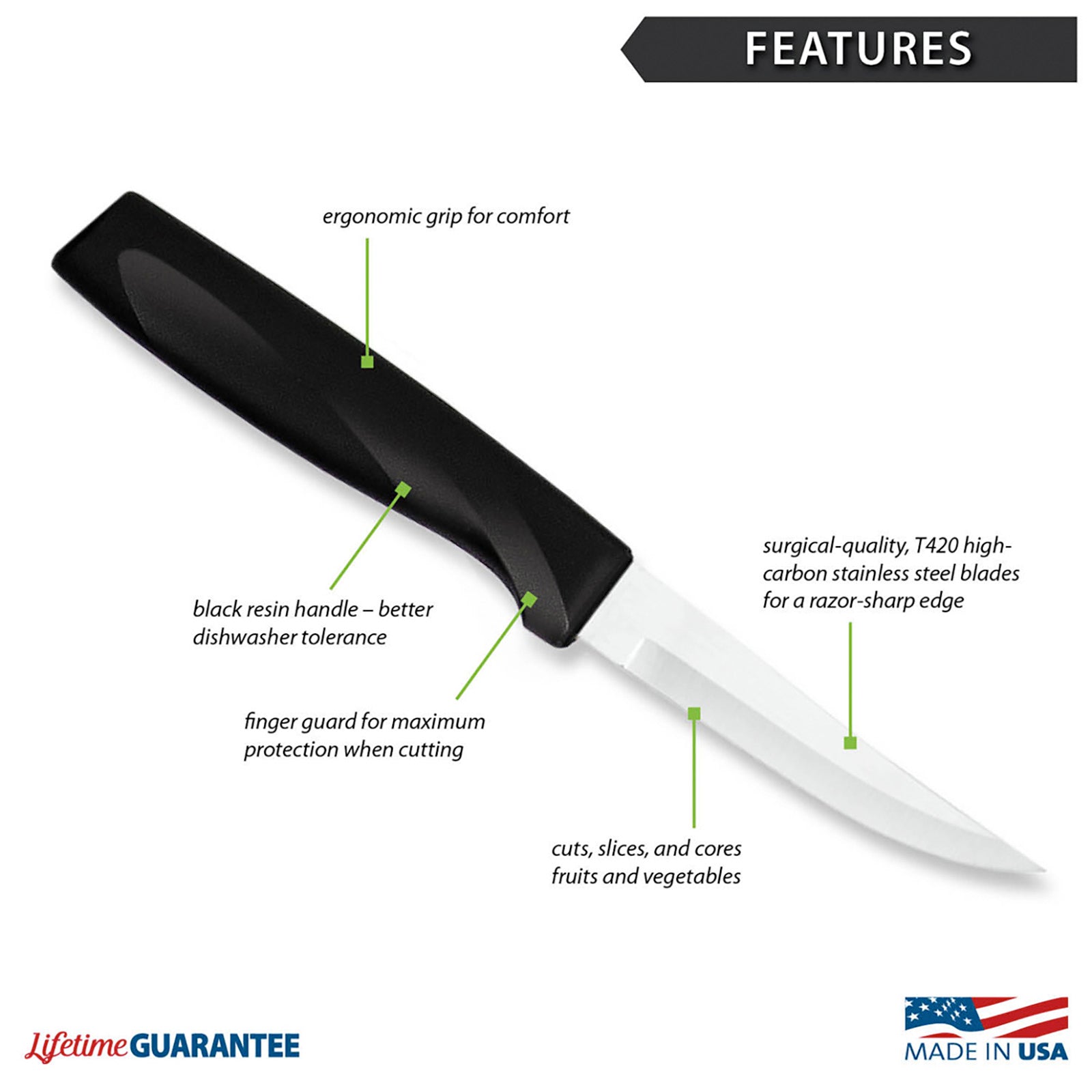 Rada Cutlery 3.25-Inch Heavy Duty Paring Knife Anthem Wave Handle