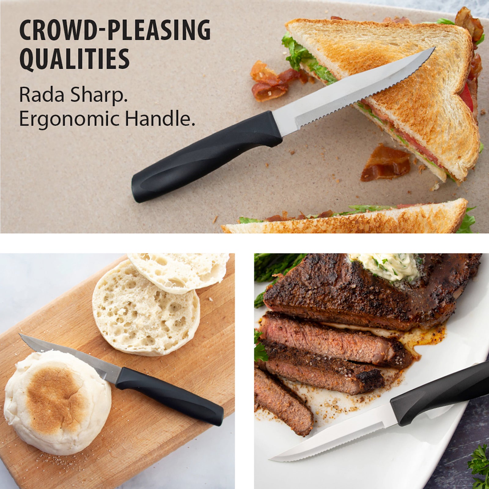 Rada Cutlery 3.875-Inch Serrated Steak Knife Anthem Wave Handle