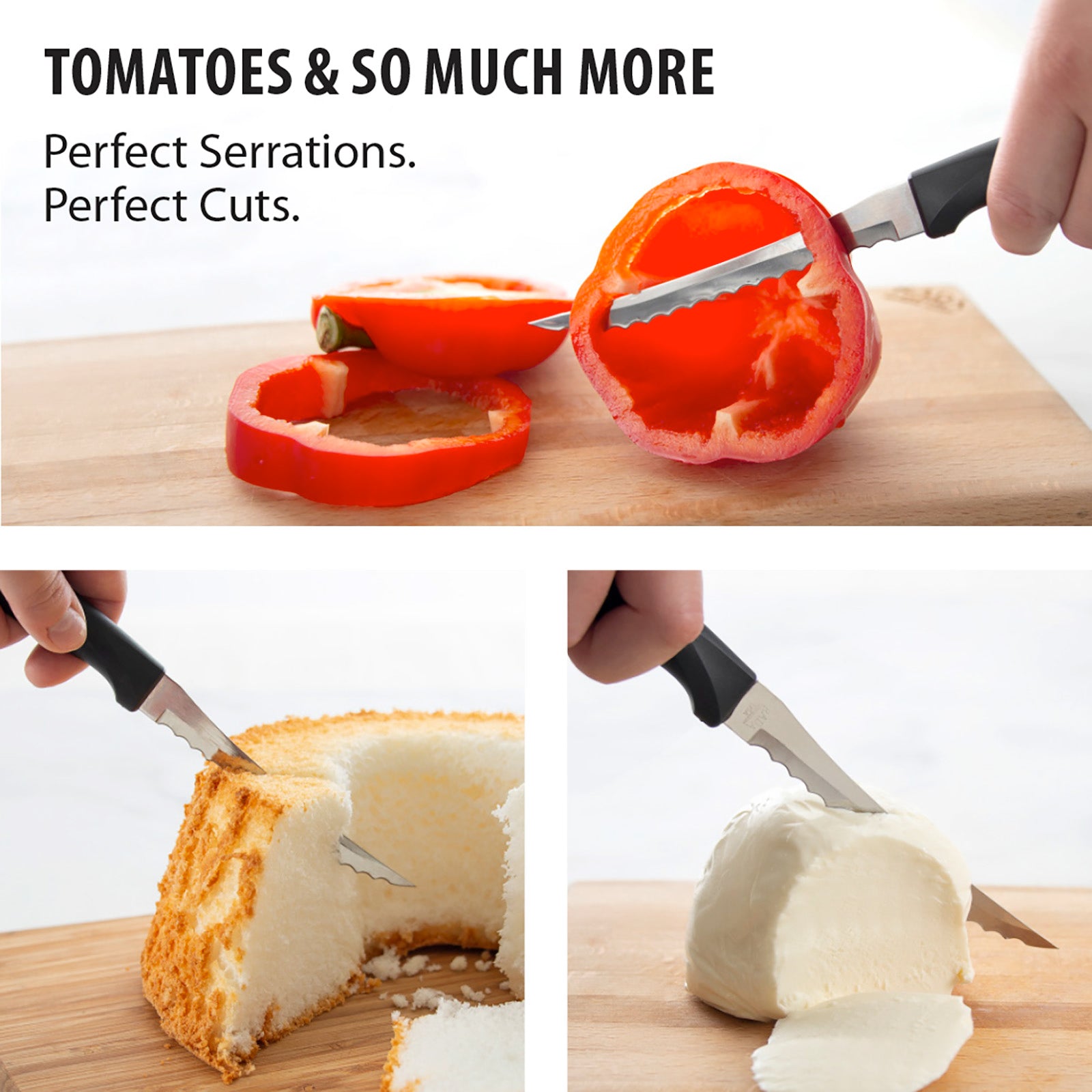Rada Cutlery 5-Inch Tomato Slicer Serrated Stainless Blade Anthem Wave Handle