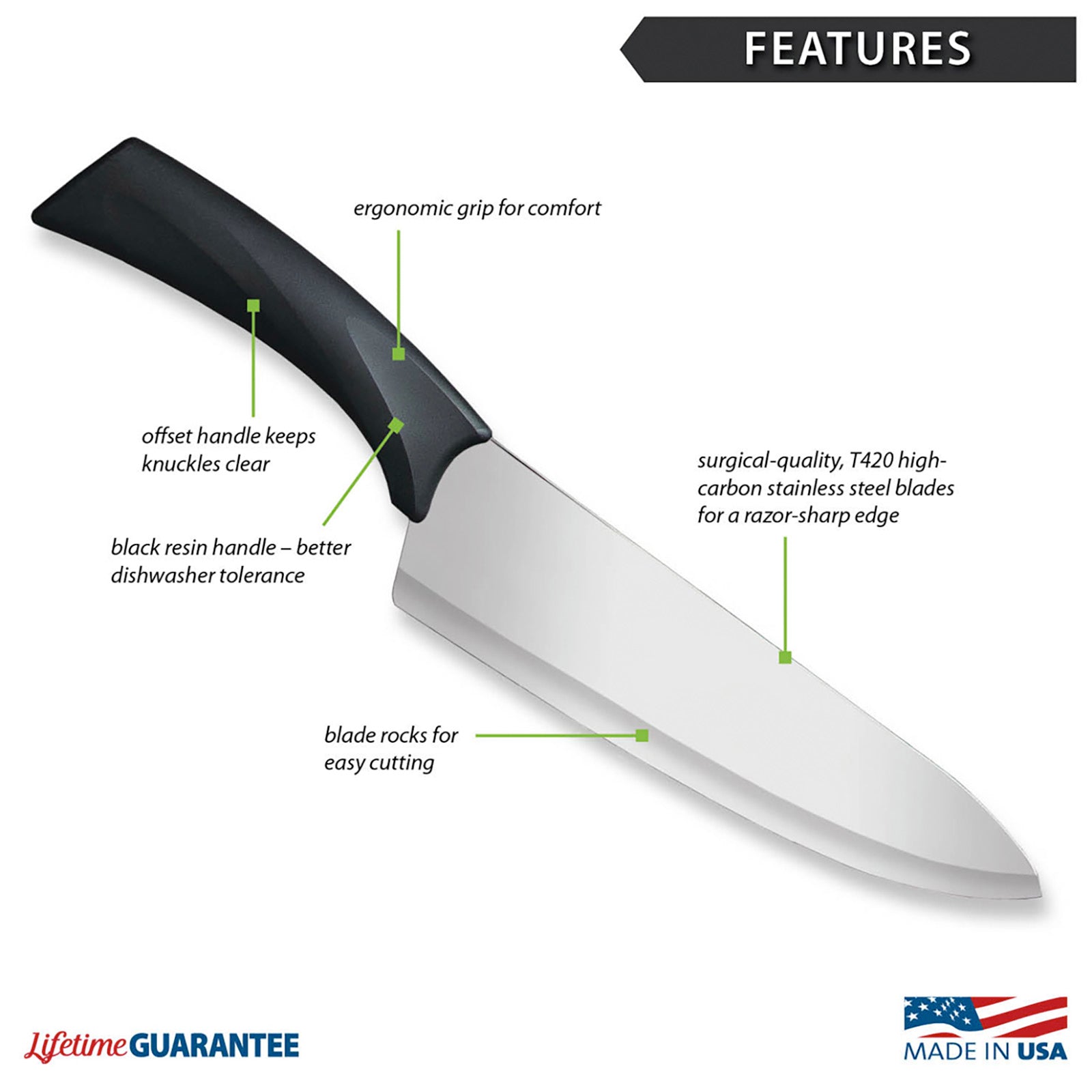 Rada Cutlery 8.5-Inch French Chef Knife Anthem Wave Handle